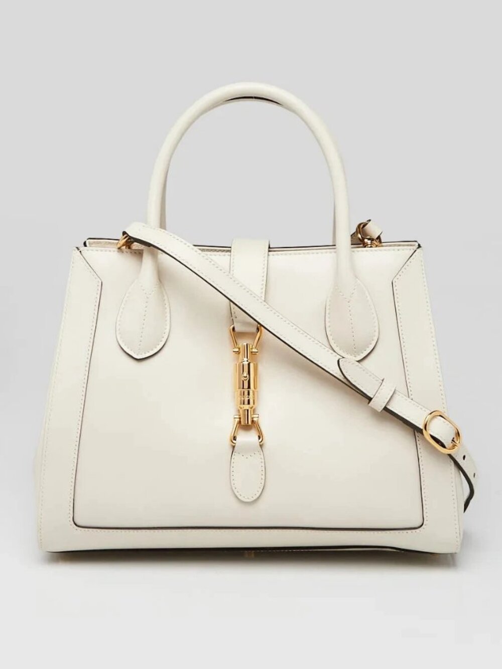 Gucci White Smooth Leather Medium 1961 Jackie Tote Bag